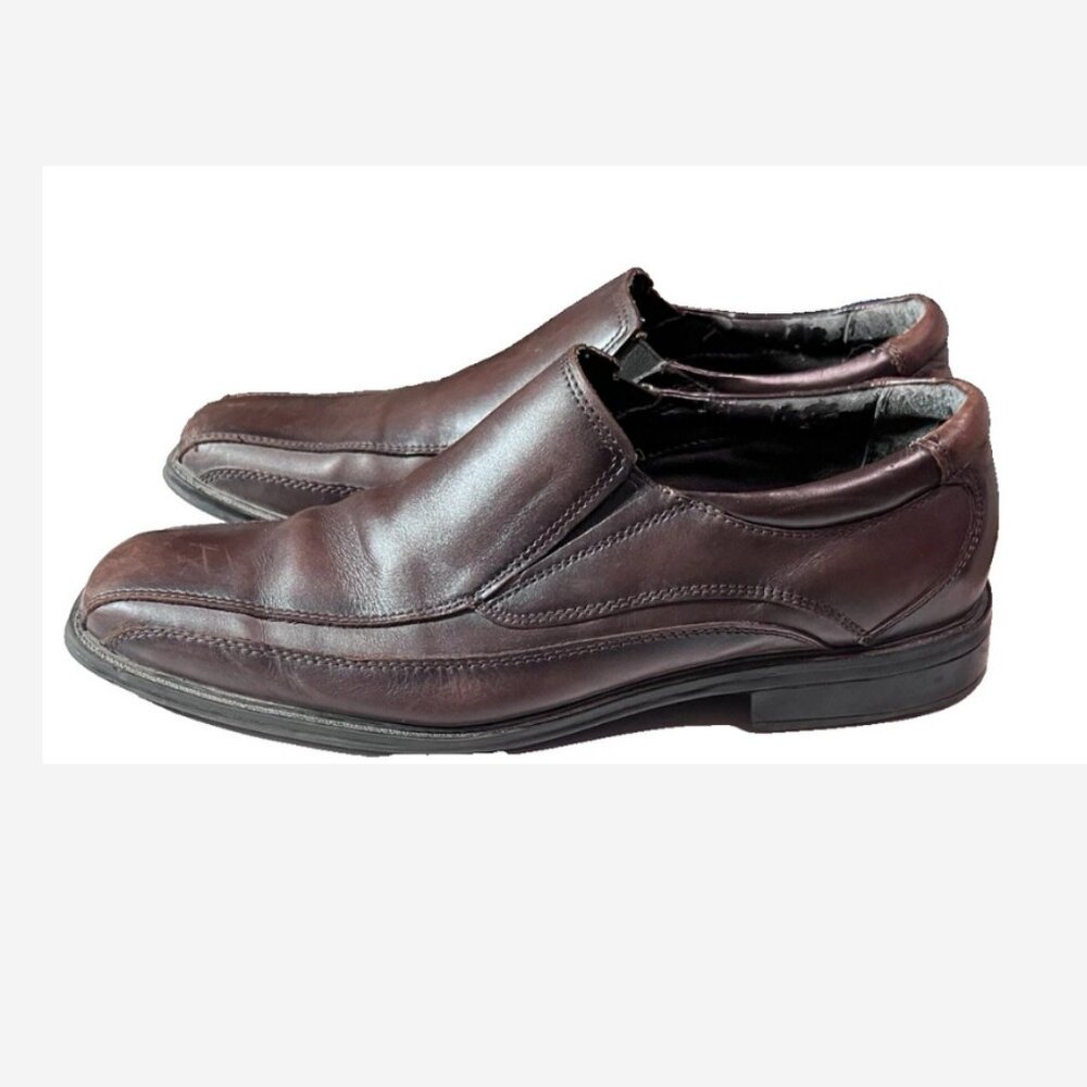 Dockers Leather Slip Ons Loafers Shoes Mens Size 13M Brown Side Stretch 1½" Heel